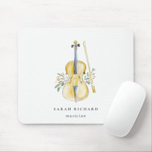 Eleganter Wasserfarben Violinmusiker Musiklehrer Mousepad
