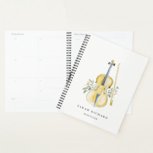 Eleganter Wasserfarben Violinmusiker Musiklehrer Planer