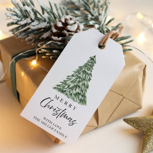 Eleganter Wasserfarben-Weihnachtsbaum-Feiertag Geschenkanhänger