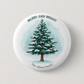Eleganter Wasserfarben-Weihnachtsbaum 'Merry & Bri Button (Vorderseite)