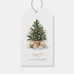 Eleganter Wasserfarben-Weihnachtsbaum ohne Foto Geschenkanhänger