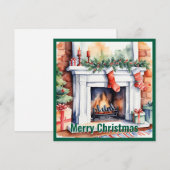 Eleganter Wasserfarben Weihnachtsfeuer außerhalb d Feiertagskarte (Vorne/Hinten)