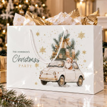 Eleganter Wasserfarben-Weihnachtsmann-Auto-Schnee-