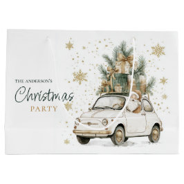 Eleganter Wasserfarben-Weihnachtsmann-Auto-Schnee- Große Geschenktüte