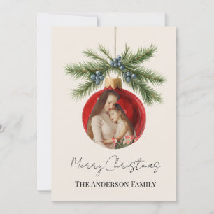 Eleganter Wasserfarben-Weihnachtsschmuck Familienf Feiertagskarte
