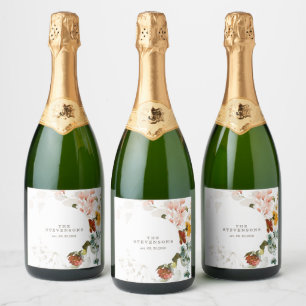 Eleganter Wasserfarben-Wildblumengarten Klassiker Schaumweinetikett