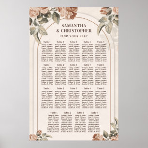 Eleganter, wasserfarbener Kupferstich-Blume Poster