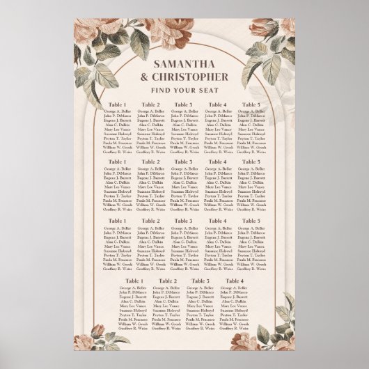 Eleganter, wasserfarbener Kupferstich-Blume Poster (Vorne)