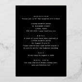 Eleganter Wasserfarbenfall Blütengold Schwarze Hoc Folieneinladung (Rückseite)