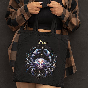 Eleganter Wasserfarbenkrebs Zodiac Black Tasche