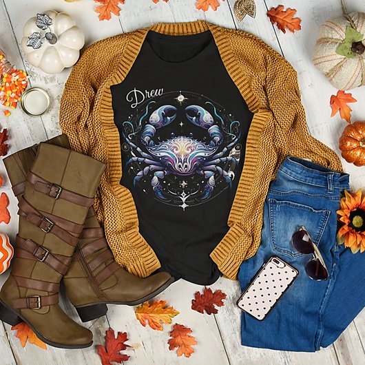 Eleganter Wasserfarbenkrebs Zodiac Custom T-Shirt