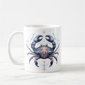Eleganter Wasserfarbenkrebs Zodiac Custom Tasse (Links)