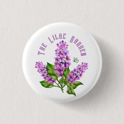 Eleganter Wasserfarbenlila-Zweig Button (Vorderseite)