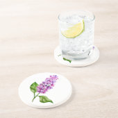 Eleganter Wasserfarbenlila-Zweig Getränkeuntersetzer (Seite)