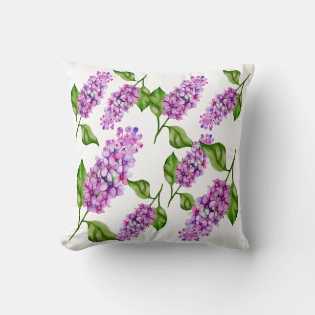 Eleganter Wasserfarbenlila-Zweig Kissen (Vorderseite)