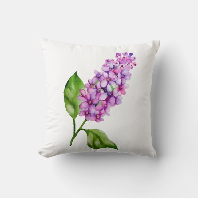 Eleganter Wasserfarbenlila-Zweig Kissen (Vorderseite)