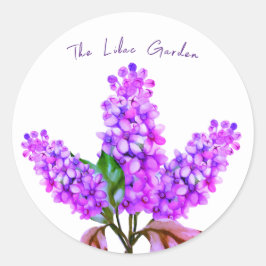 Eleganter Wasserfarbenlila-Zweig Runder Aufkleber