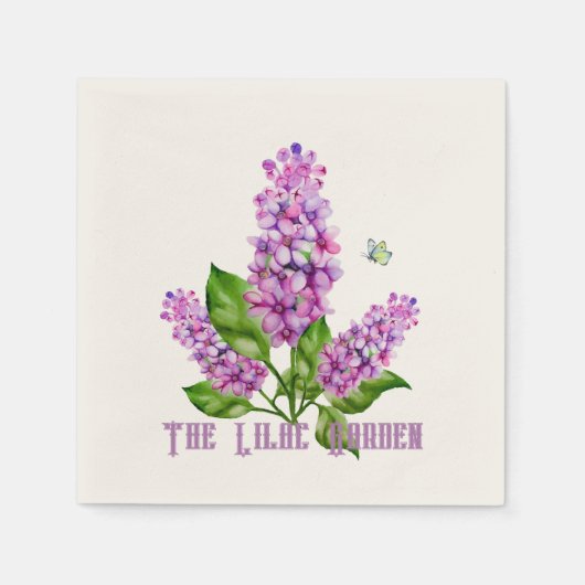 Eleganter Wasserfarbenlila-Zweig Serviette (Vorderseite)