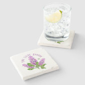 Eleganter Wasserfarbenlila-Zweig Steinuntersetzer (Seitenansicht)