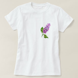 Eleganter Wasserfarbenlila-Zweig T-Shirt