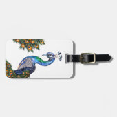 Eleganter Wasserfarbenpfau Gepäckanhänger (Vorderseite horizontal)