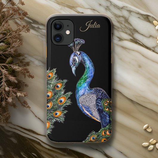 Eleganter Wasserfarbenpfau Personalisiert Case-Mate iPhone Hülle