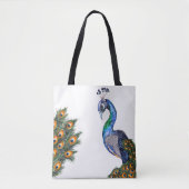 Eleganter Wasserfarbenpfau Tasche (Vorderseite)