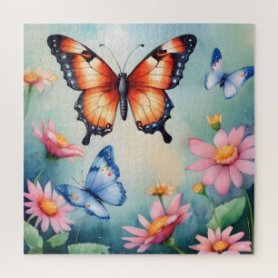 Eleganter Wasserfarbenschmetterlings-Kunst Druck   Puzzle