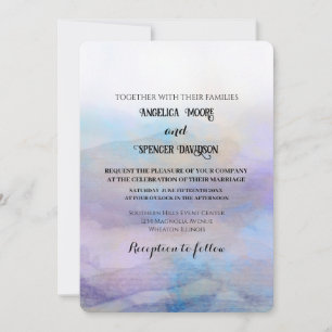 Eleganter Wasserfarbenstil lila blaue Hochzeit Einladung
