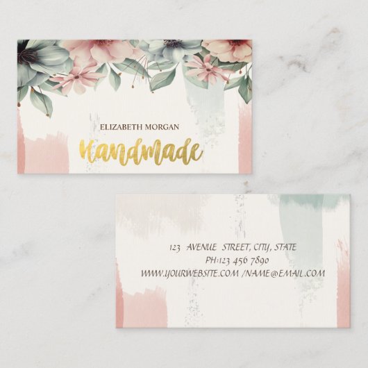 Eleganter Wasserfarbenstrom Schlaganfall, Blume Visitenkarte (Vorne/Hinten)