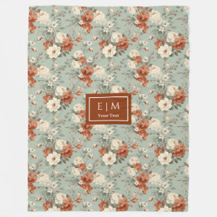 Eleganter Wasserfarbenwurf in Kupfer und Salbei Fleecedecke