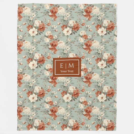 Eleganter Wasserfarbenwurf in Kupfer und Salbei Fleecedecke (Vorderseite)