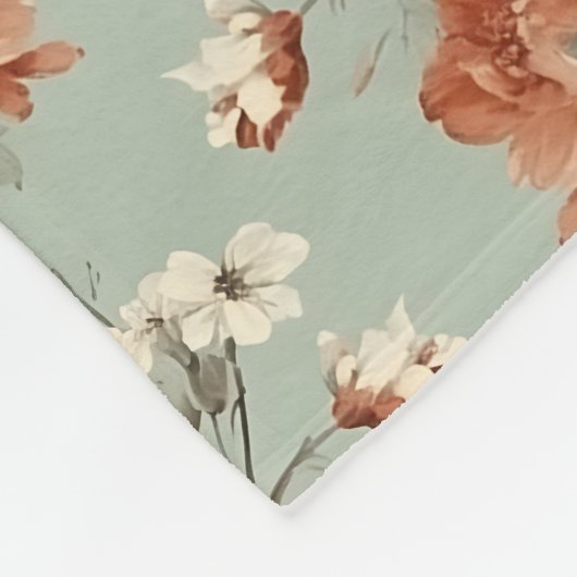 Eleganter Wasserfarbenwurf in Kupfer und Salbei Fleecedecke (Ecke)