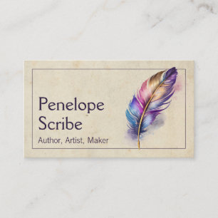 Eleganter Wasserfarbfeder-Schriftsteller und Autor Visitenkarte