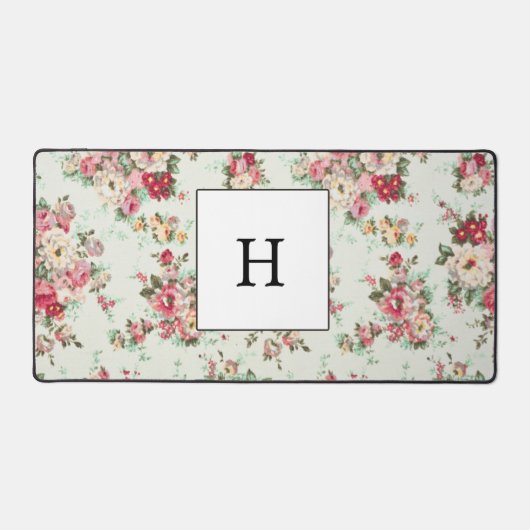 Eleganter Wasserkühler Monogrammierte Blumen Schreibtischunterlage (Vorderseite)