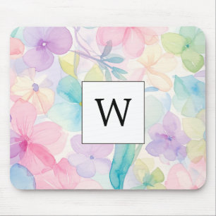 Eleganter Wasserspender Monogram-Blumen Mousepad