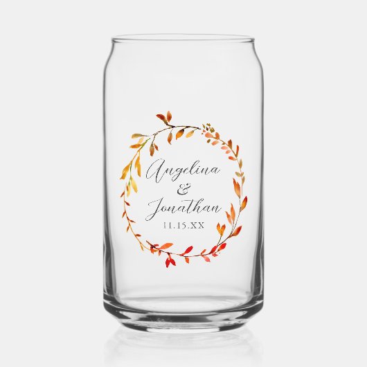 Eleganter Watercolor Autumn lässt eine maßgeschnei Dosenglas (Vorderseite)