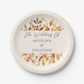 Eleganter Watercolor Autumn lässt eine maßgeschnei Pappteller (Vorderseite)