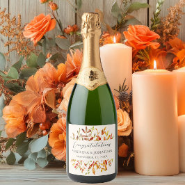 Eleganter Watercolor Autumn lässt eine maßgeschnei Schaumweinetikett