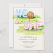 Eleganter Watercolor Basketball Bow He or She Einladung (Vorderseite)