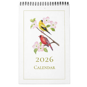 Eleganter Watercolor Birds 2025 Kalender