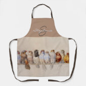 Eleganter Watercolor Birds Monogram Individuelle N Schürze (Vorderseite)