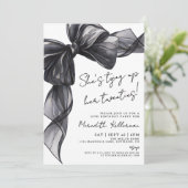 Eleganter Watercolor Black Bow Birthday Einladung (Stehend Vorderseite)