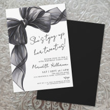 Eleganter Watercolor Black Bow Birthday