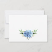 Eleganter Watercolor Blue Hydrangea QR Code Weddin RSVP Karte (Rückseite)