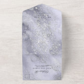 Eleganter Watercolor Blue Silver Glitzer All In One Einladung (Außenbereich)