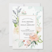 Eleganter Watercolor Blush Pink Floral Wedding Inv Einladung (Vorderseite)