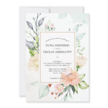 Eleganter Watercolor Blush Pink Floral Wedding Inv