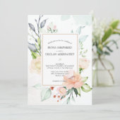Eleganter Watercolor Blush Pink Floral Wedding Inv Einladung (Stehend Vorderseite)
