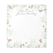 Eleganter Watercolor Botanischer Personalisierter  Notizblock (Vorderseite)